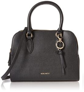 nine west womens cyra list satchel, black, one size us