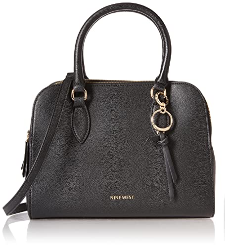 NINE WEST womens Cyra List SATCHEL, Black, One Size US