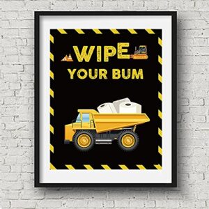 SUUURA-OO Funny Truck Bathroom Art Prints Set of 4 (8”X10”), Truck Wall Art Poster for Nursery, Boys, Son, Nephew, Kids Bathroom Decor, No Frames (Black)