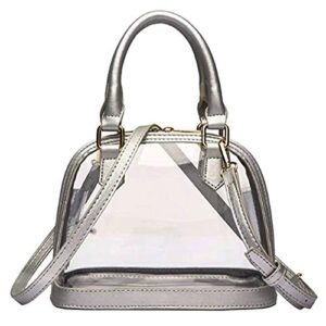 rullar women clear jelly top handle shoulder crossbody bag pvc handbag purse totes satchel sliver