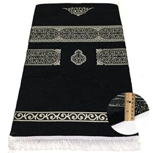 modefa turkish islamic prayer rug – foldable orthopedic foam prayer mat janamaz – thick & comfortable padded muslim praying mat for men & women – ramadan or eid gift – luxury meccan (black)