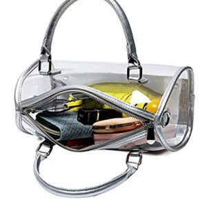 Rullar Women Clear Jelly Purse Transparent Handbag Top Handle Shoulder Bag PVC Purse Totes Satchel Sliver