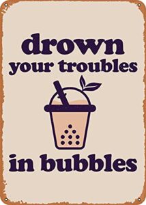 funny bubble boba tea 5 – retro metal tin sign vintage plaque poster for home kitchen bar coffee shop 12×8 inch