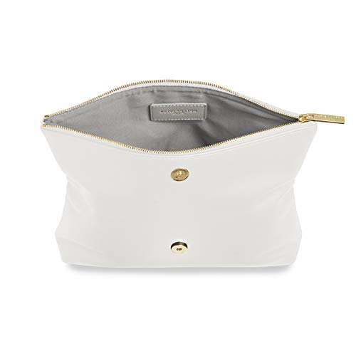 KATIE LOXTON Alise Womens Vegan Leather Zipper Fold-over Clutch Purse White