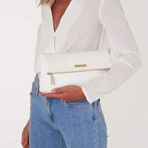 KATIE LOXTON Alise Womens Vegan Leather Zipper Fold-over Clutch Purse White