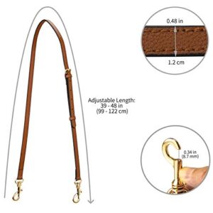 Allzedream Genuine Leather Purse Strap Adjustable Crossbody Handbag Replacement Straps 0.48 Inch Width (Brown)