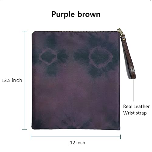 Handmade Wristlet Clutch Bag Two-Sided Fold Over Clutch For Women Tie-Dye Pattern Casual Clutch, Oeko-Tex Certified Vegan Leather (DeepBrown)