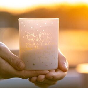 Good Friends are Like Stars Gift Candle Moving Away Thinking of You. Inspiring Message Glows Through Jar. Lights Friendship Message Quote from Inside Holder. Cork Lid Soy Wax, 8oz, 3x3x4…