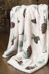 pinecone rustic cabin sherpa throw blanket 54×68
