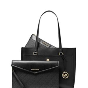 Michael Kors Maisie Large Pebbled Leather 3-IN-1 Tote Bag (Black)