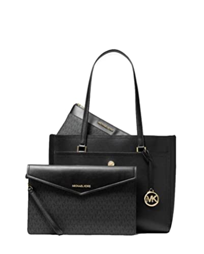 Michael Kors Maisie Large Pebbled Leather 3-IN-1 Tote Bag (Black)