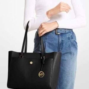 Michael Kors Maisie Large Pebbled Leather 3-IN-1 Tote Bag (Black)