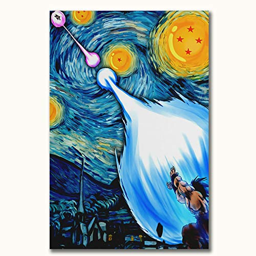 Starry Night Modern Nature Artwork Dragonball Z Starry Night Aesthetic Art Posters 12" x 18" Room Decor, Unframed