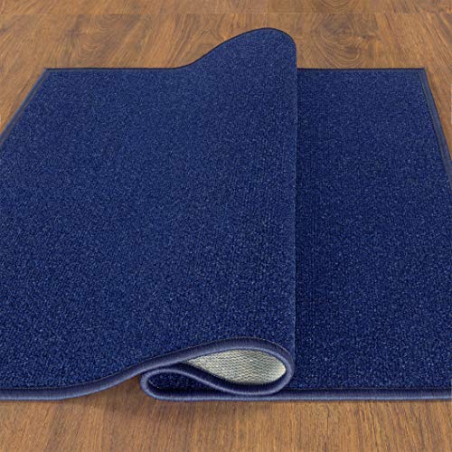 Machine Washable Modern Solid Design Non-Slip Rubberback 2x3 Traditional Area Rug for Entryway, Bedroom, Kitchen, Bathroom, 2'3" x 3', Navy