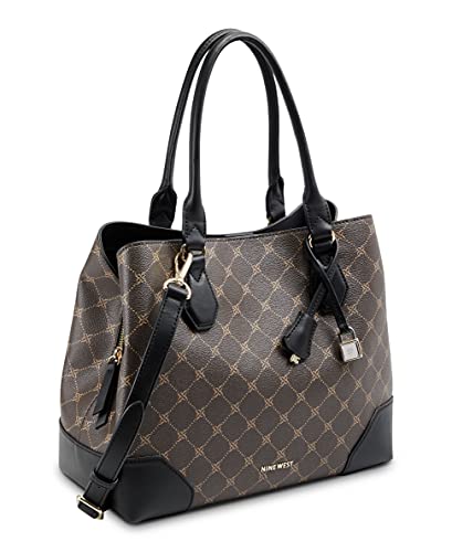 NINE WEST womens Brooklyn Jet Set Carryall SATCHEL, Brown/Black, One Size US