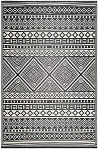 beverly rug aztec outdoor rugs 8×10 waterproof boho reversible plastic straw rug bohemian outdoor carpet, outside mat for patio, camping, picnic, porch, deck, rv, beach, pool, black and white, texas