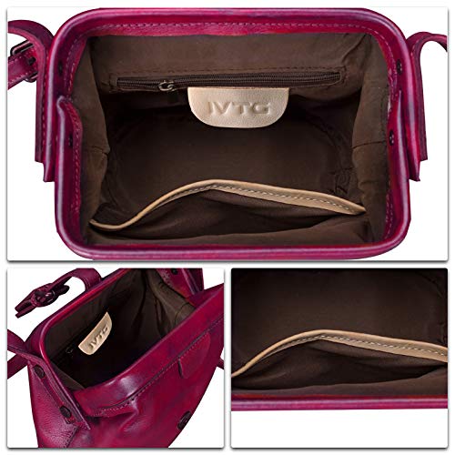 Genuine Leather Crossbody Bag for Women Small Satchel Handmade Vintage Mini Purse (Purple)