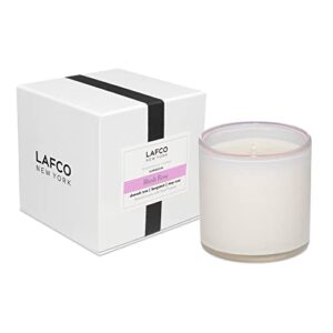 lafco new york classic candle, blush rose – 6.5 oz – 50-hour burn time – reusable, hand blown glass vessel – made in the usa