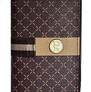 TIME WARRIOR Women's Wallet DA RFID Blocking Leather Zip Around Designer Wallets Large Phone Holder Clutch Travel Purse Wristlet Women Wallets (Brown & Gold)