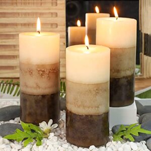 Pillar Candles Vanilla Cupcake Scented, Immeiscent Aromatherapy Candles, 60+ Hours Burn Long Lasting, Mottled Layered Candles for Home Scented, SPA, Restaurant, Set of 3 (Vanilla Cupcake 3"X6")