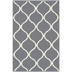 Maples Rugs Rebecca Contemporary Runner Rug Non Slip Hallway Entry Carpet, 1'9 x 5', Grey/White & Rebecca Contemporary Kitchen Rugs Non Skid Accent Area Carpet, 2'6 x 3'10, Grey/White