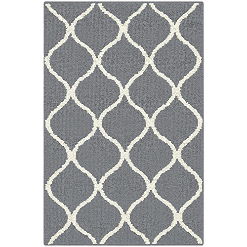 Maples Rugs Rebecca Contemporary Runner Rug Non Slip Hallway Entry Carpet, 1'9 x 5', Grey/White & Rebecca Contemporary Kitchen Rugs Non Skid Accent Area Carpet, 2'6 x 3'10, Grey/White