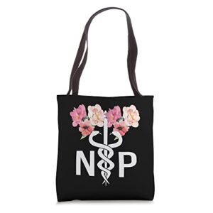 np flowers | nursing student nurse practitioner graduation tote bag