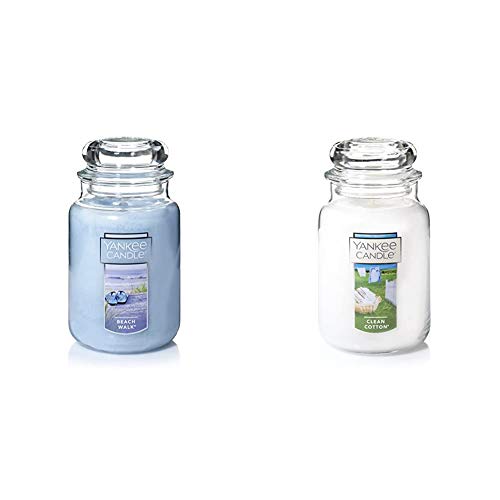 Yankee Candle Large Jar Candle Beach Walk & Large Jar Candle Clean Cotton