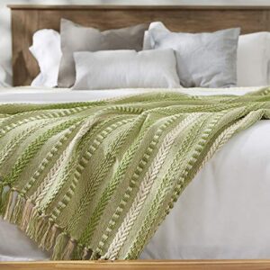 DII Braided Striped Throw, 50x60, Antique Green