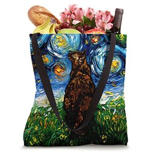 Tortoiseshell Tortie Starry Night Kitty Cat Art by Aja Tote Bag