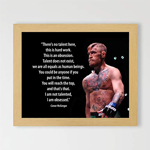 Conor McGregor Quotes Wall Art-"No Talent Here-This Is An Obsession"-10x8" UFC Fighter Poster Print-Ready to Frame. Motivational Decor for Home-Office-School-Cave-Gym. Great Gift for MMA Fans!