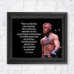 Conor McGregor Quotes Wall Art-"No Talent Here-This Is An Obsession"-10x8" UFC Fighter Poster Print-Ready to Frame. Motivational Decor for Home-Office-School-Cave-Gym. Great Gift for MMA Fans!