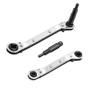 hvac service wrench, wadeo refrigeration service wrench set, 3/8” to 1/4”, 5/16” x 1/4” ratcheting service wrench with hex bit adapter for air conditioning, refrigeration equipment, equipment repair