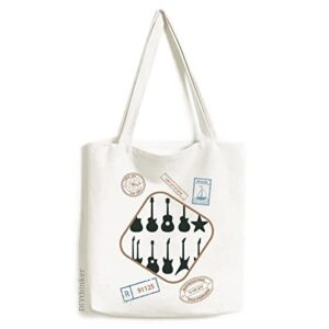 electric guitar music vitality sounds stamp shopping ecofriendly storage canvas tote bag