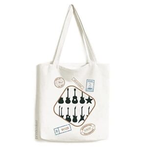 Electric Guitar Music Vitality Sounds Stamp Shopping Ecofriendly Storage Canvas Tote Bag