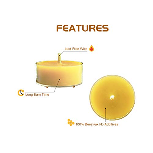 Natural Yellow Beeswax Tealight Candles - 12pcs - Organic Candle Natural Scent Smokeless Clean Burning