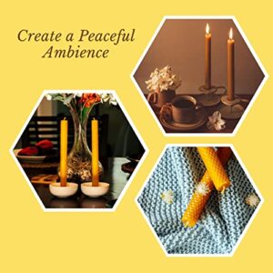 Greenfreshlab Handmade Beeswax Taper Candles - 6 Pack of 10 Inch Candles, Dripless, Smokeless & Soot-Free, 5-6 Hour Burn Time, Natural Honey Scent - Great Dinner Candles, 3 Birthday Candles Included