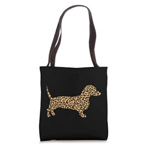 leopard print dachshund weiner sausage dog girls women gift tote bag