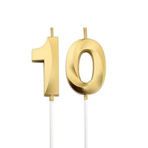 10th birthday candles,gold number 10 cake topper for birthday decorations party decoration