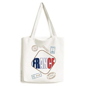 france country flag name art deco fashion stamp shopping ecofriendly storage canvas tote bag