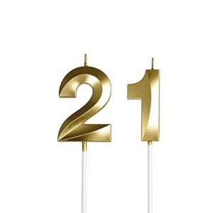 21st birthday candles,gold number 21 cake topper for birthday decorations party decoration