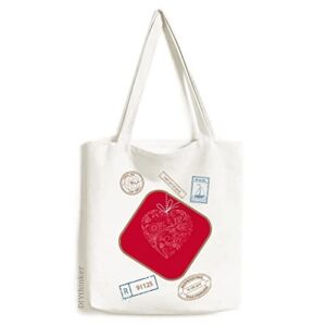 Heart Shaped Flowers Vines Valentine's Day Stamp Shopping Ecofriendly Storage Canvas Tote Bag