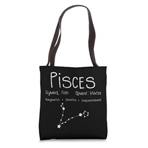 vintage distressed pisces symbol zodiac sign birthday gift tote bag