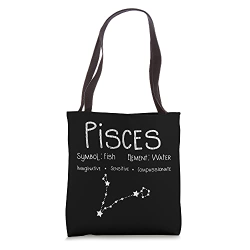 Vintage Distressed Pisces Symbol Zodiac Sign Birthday Gift Tote Bag