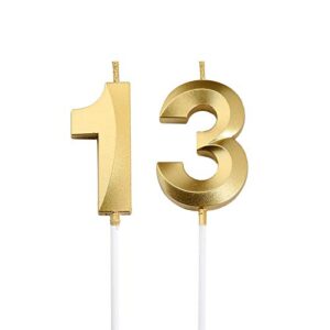 13th birthday candles,gold number 13 cake topper for birthday decorations party decoration