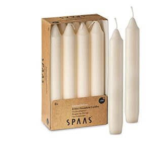 spaas straight candle sticks – pack of 8 6″ long ivory candles | 5 hour long burning unscented candles for emergency candles, chime candles, table candles for wedding, and home decoration