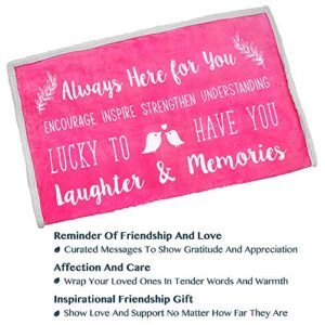 PAVILIA Best Friend Blanket for Women, Friendship Gift Blanket for BFF Besties, Soft Fleece Sherpa Throw Blanket, Birthday Gift for Best Friend, Soul Sister, Long Distance, Girl Friend (Pink)