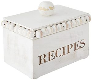 mud pie white beaded recipe box, 4 1/2″ x 6 1/2″ | card 3 1/2″ x 5 1/2″
