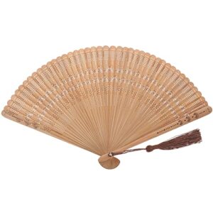 besportble 1pc vintage bamboo hand fan foldable handheld fan bamboo fan silk fan elegant gift for girls ladies