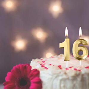 16th Birthday Candles,Gold Number 16 Cake Topper for Birthday Decorations Party Decoration